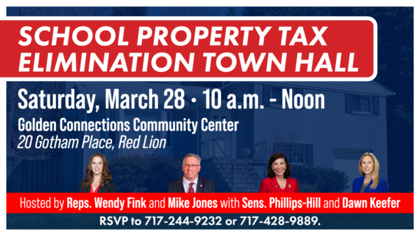 Upcoming Events, including School Property Tax Elimination Town Hall