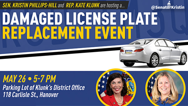 Graphic for an upcoming license plate event, including date, time, location