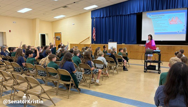 Sen. Kristin Phillips-Hill participates in a forum with K-6 students of St. John the Baptist Catholic School