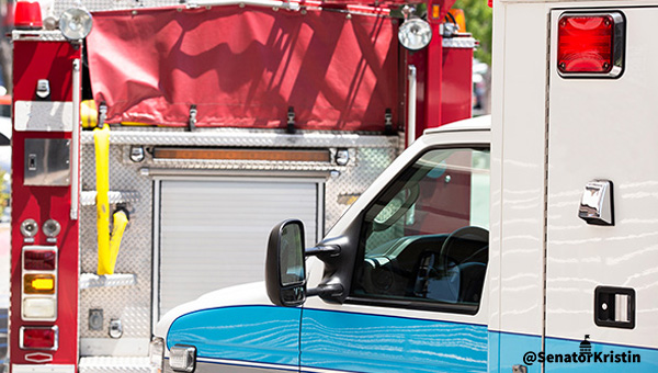 An ambulance and firetruck.