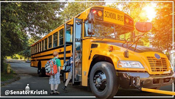A yellow school bus