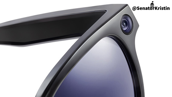 A closeup of Meta AI glasses.