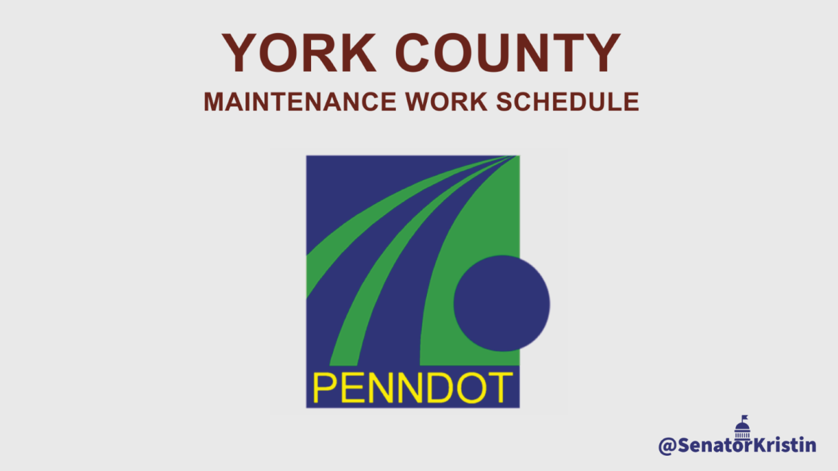 PennDOT’s logo with text which reads: “York County Maintenance Work Schedule”.