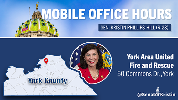 A map of the 28th Senatorial District with York Area United Fire & Rescue highlighted