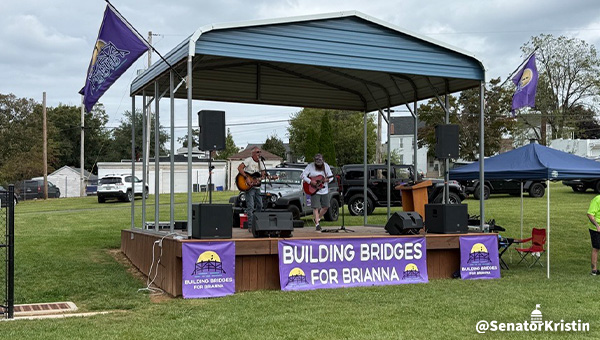 The event stage at the Bridge Building Festival.