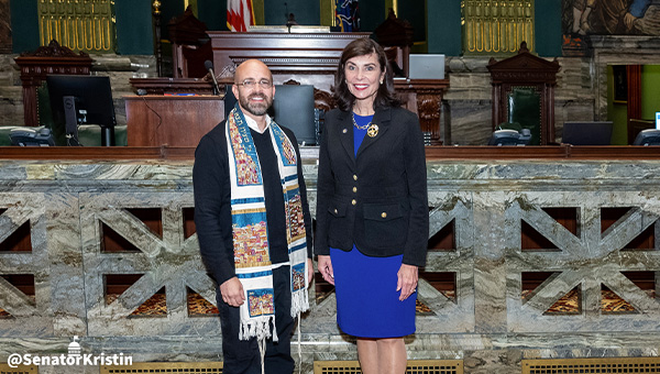 Sen. Phillips-Hill with Rabbi Klaven on the Senate floor.